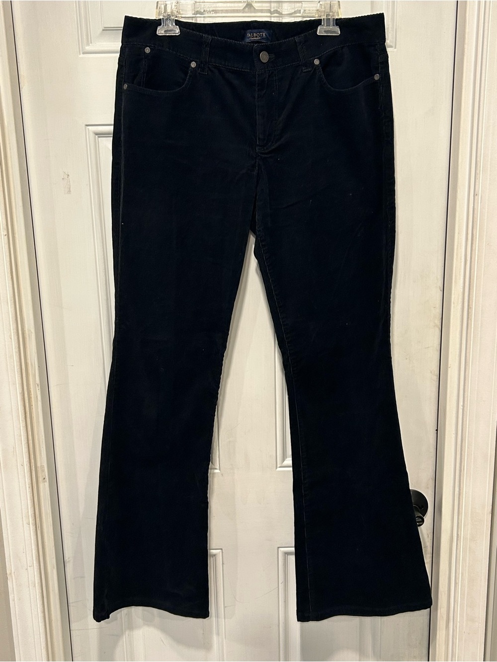 Talbots Signature Boot Corduroy Pants Black Size 16 Mid Rise Fine Wale Stretch